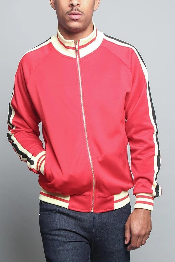 Men's sporty sweat jacket with contrasting color accents and high-quality zipper Lisslune