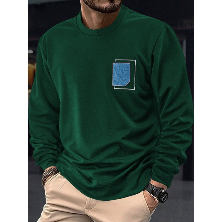 Men's casual crew neck sweater with trendy pocket Lisslune
