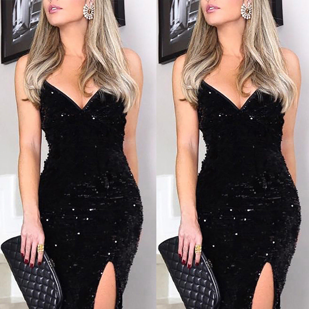 Damen Elegantes und figurbetontes Abendkleid mit hohem Schlitz Lisslune