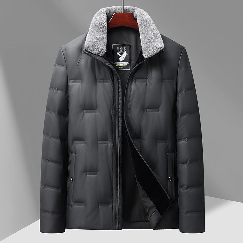 Men's Quilted Winter Jacket with Faux Fur Collar Lisslune
