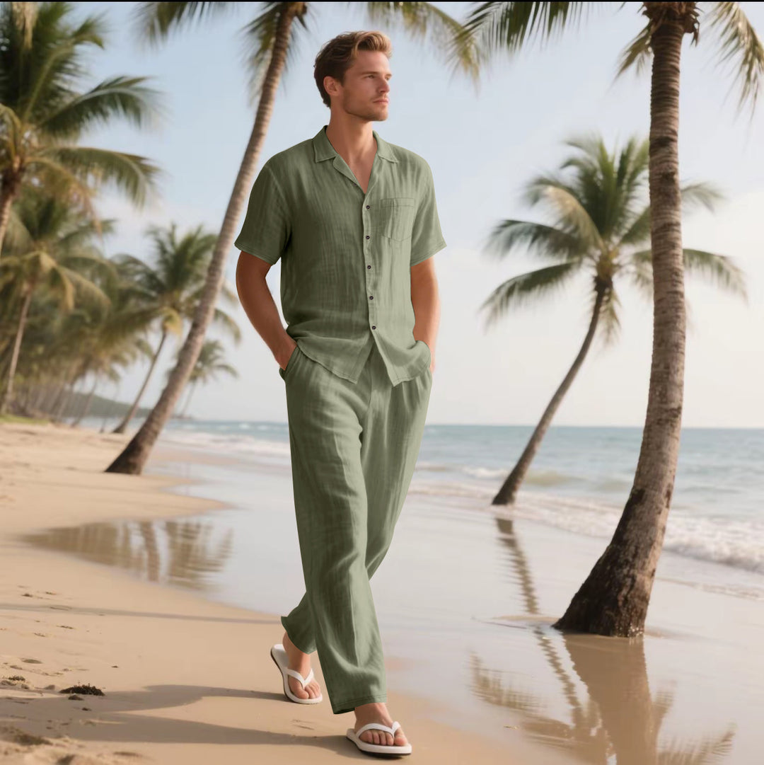 Men's airy summer set with modern shirt and comfortable pants Lisslune