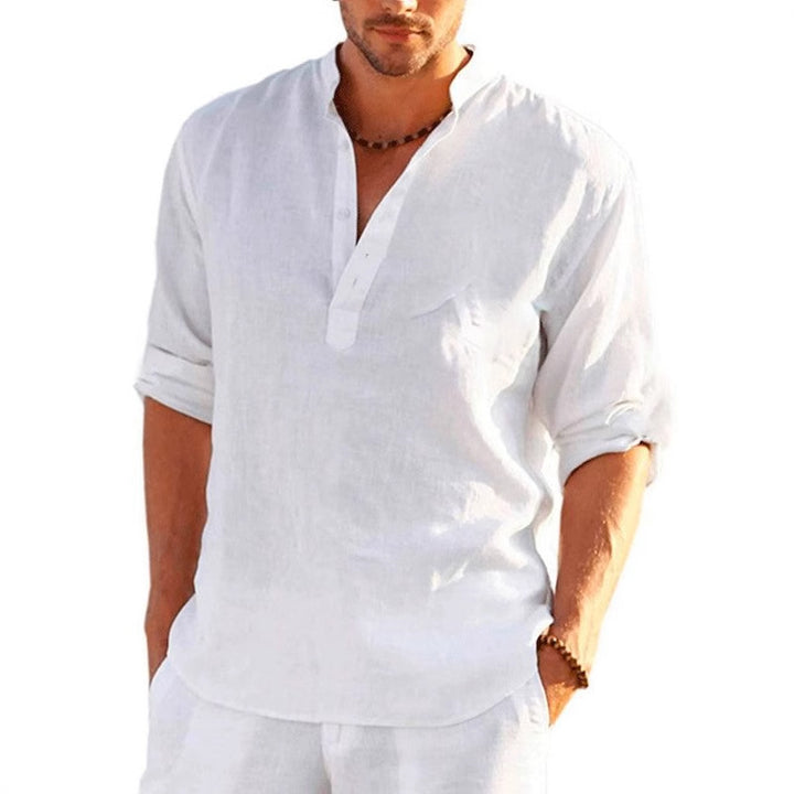 Men's linen shirt with stylish button details Lisslune