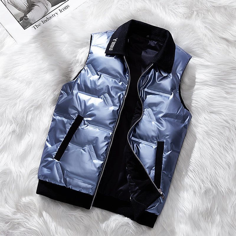 Men's Padded Quilted Vest with Shiny Lining and Practical Pockets Lisslune