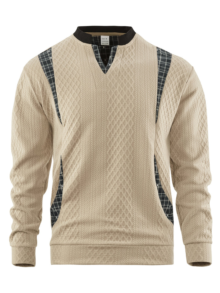 Men's knitted sweater with fashionable check elements Lisslune