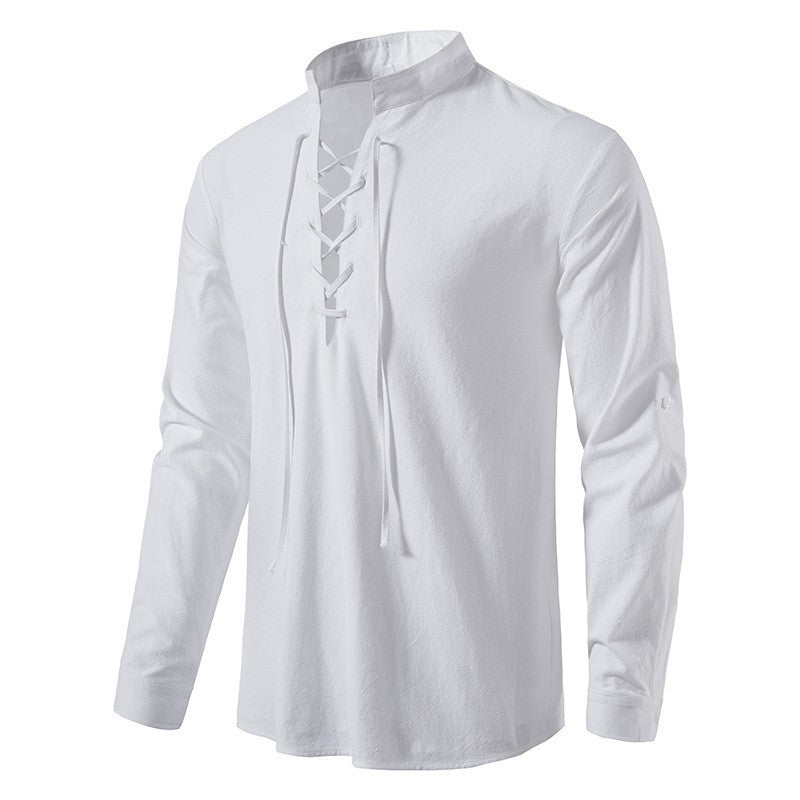 Men's long-sleeve shirt with fashionable drawstring Lisslune