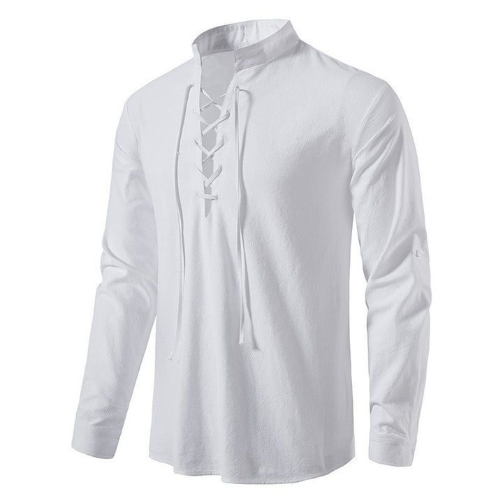 Men's long-sleeve shirt with fashionable drawstring Lisslune