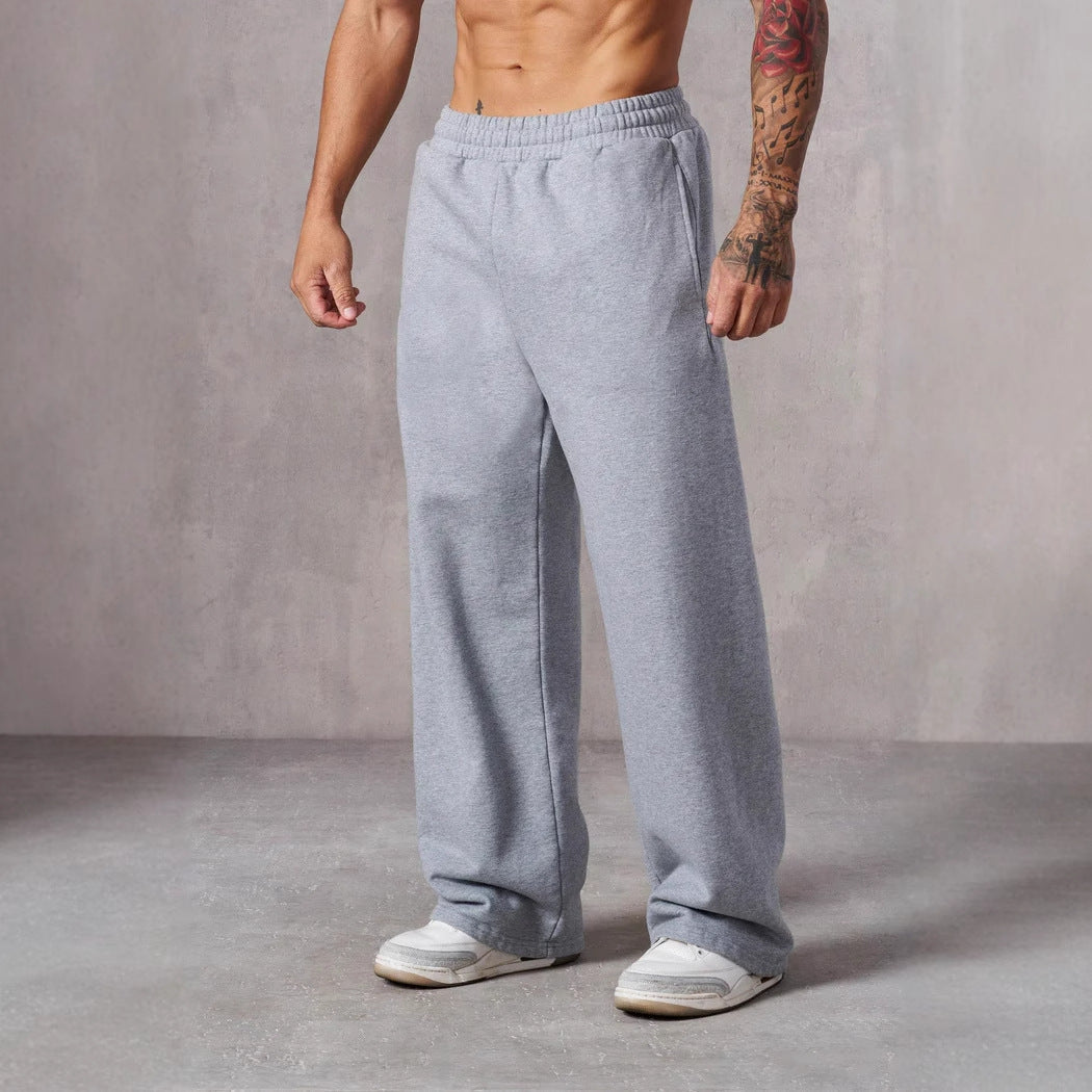 Men's relaxed leisure pants with wide cut and elastic waistband Lisslune