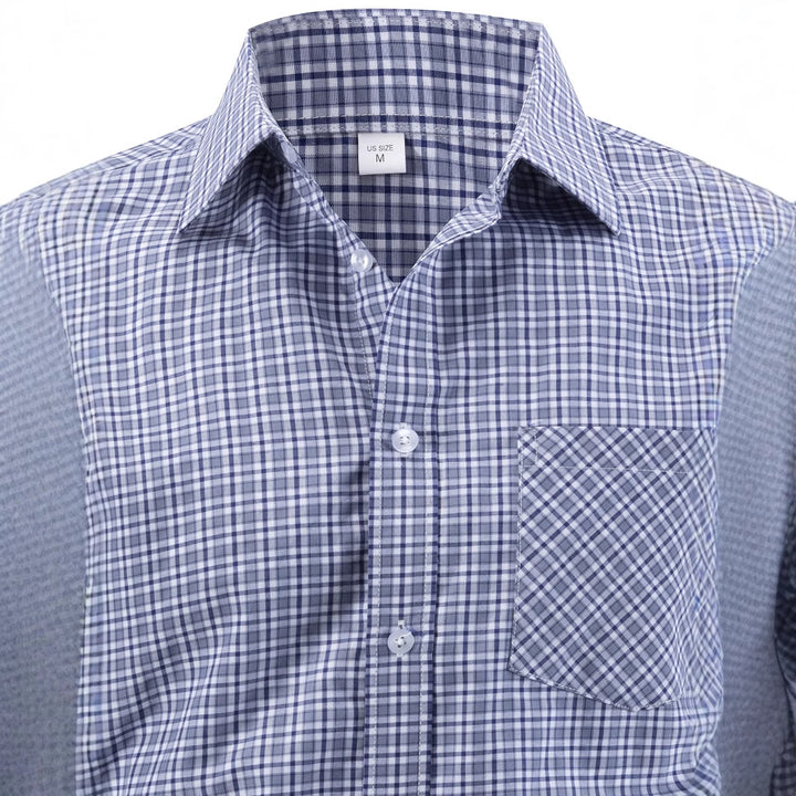 Men's checkered long sleeve shirt with chest pocket and modern fit Lisslune