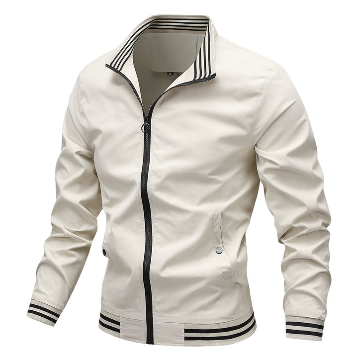 Men's sporty transitional jacket with striped collar Lisslune