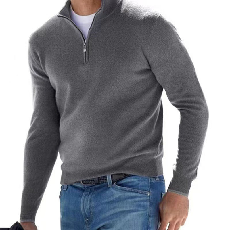 Men's elegant pullover with high collar and fine ribbed design Lisslune