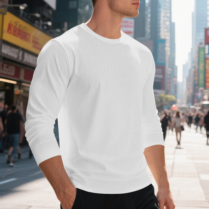 Men's stylish textured sweatshirt with round neck and elastic cuffs Lisslune