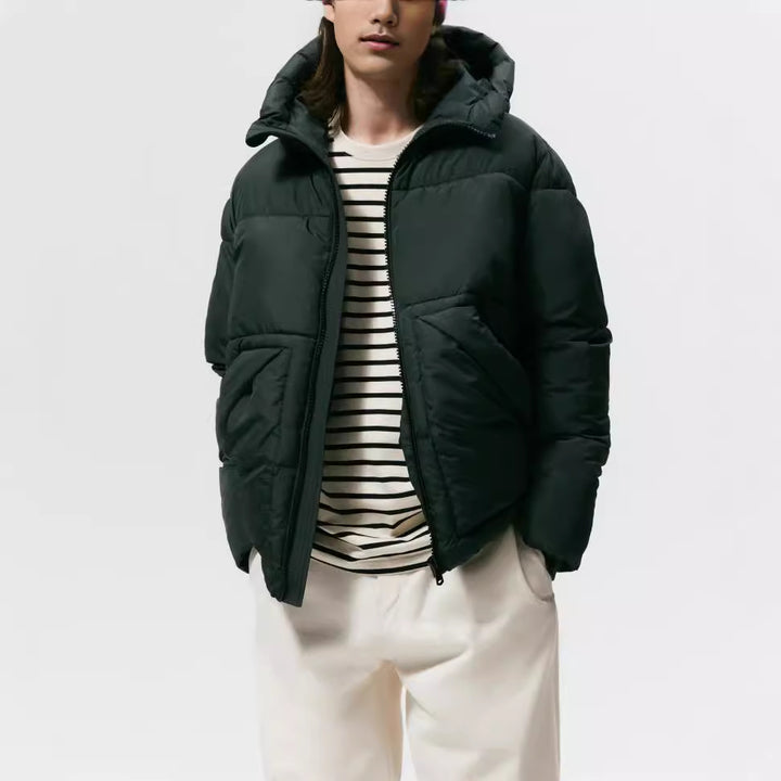 Men's quilted winter jacket with hood and generous pockets Lisslune