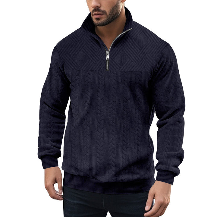 Men's knitted pullover with zipper and modern cable design Lisslune
