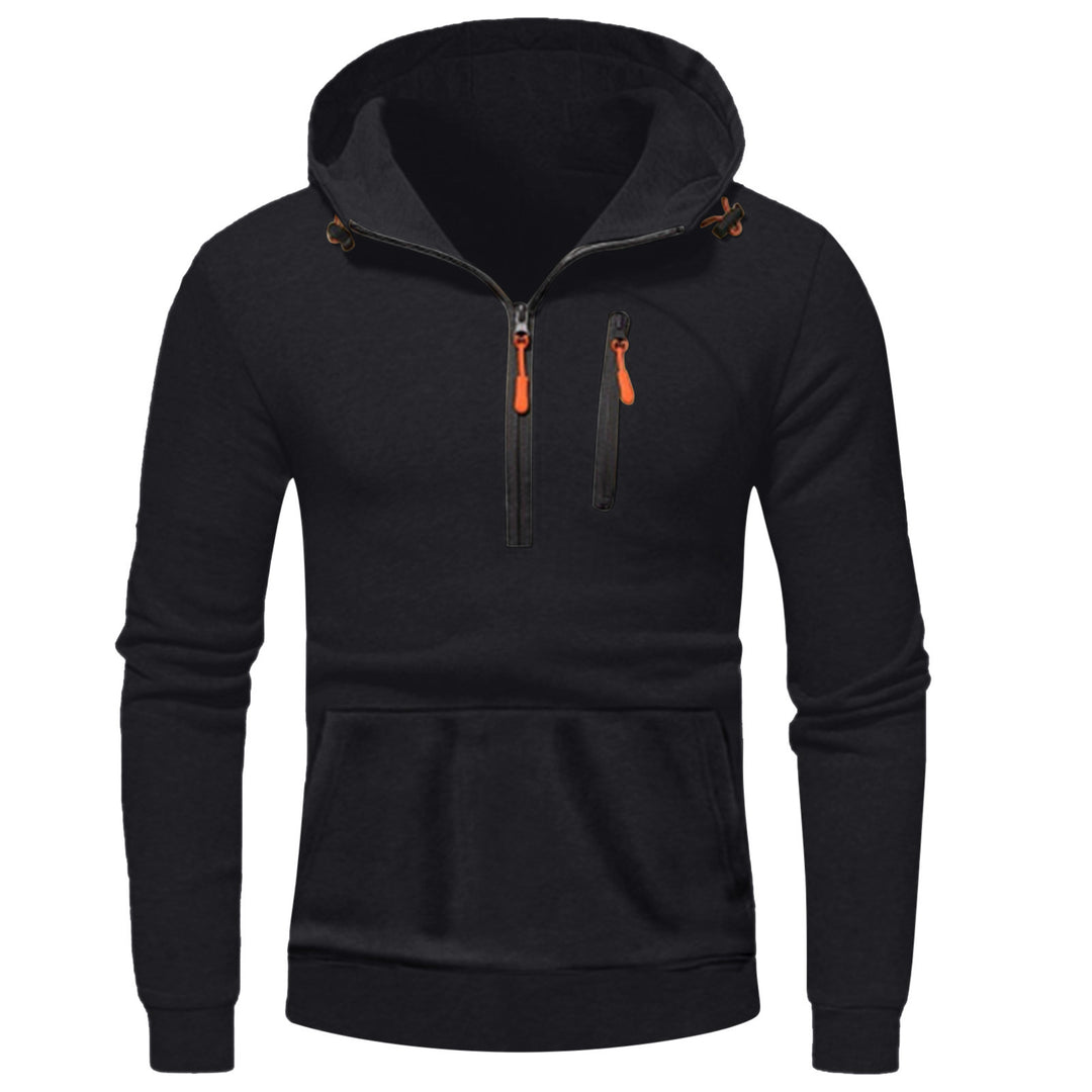 Men's modern hoodie with innovative half zipper Lisslune