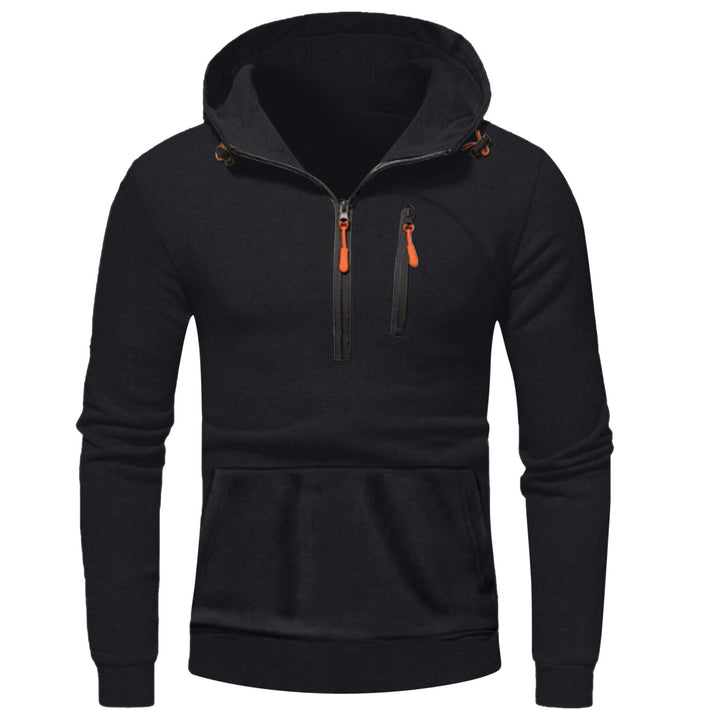 Men's modern hoodie with innovative half zipper Lisslune