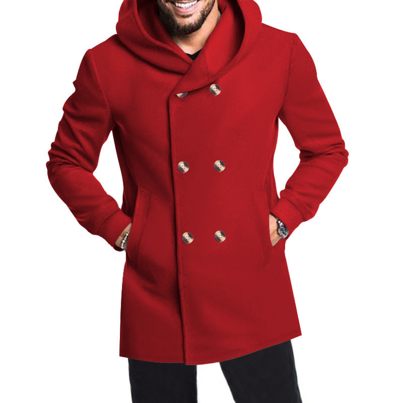 Men's Stylish Double-Breasted Jacket with Hood Lisslune