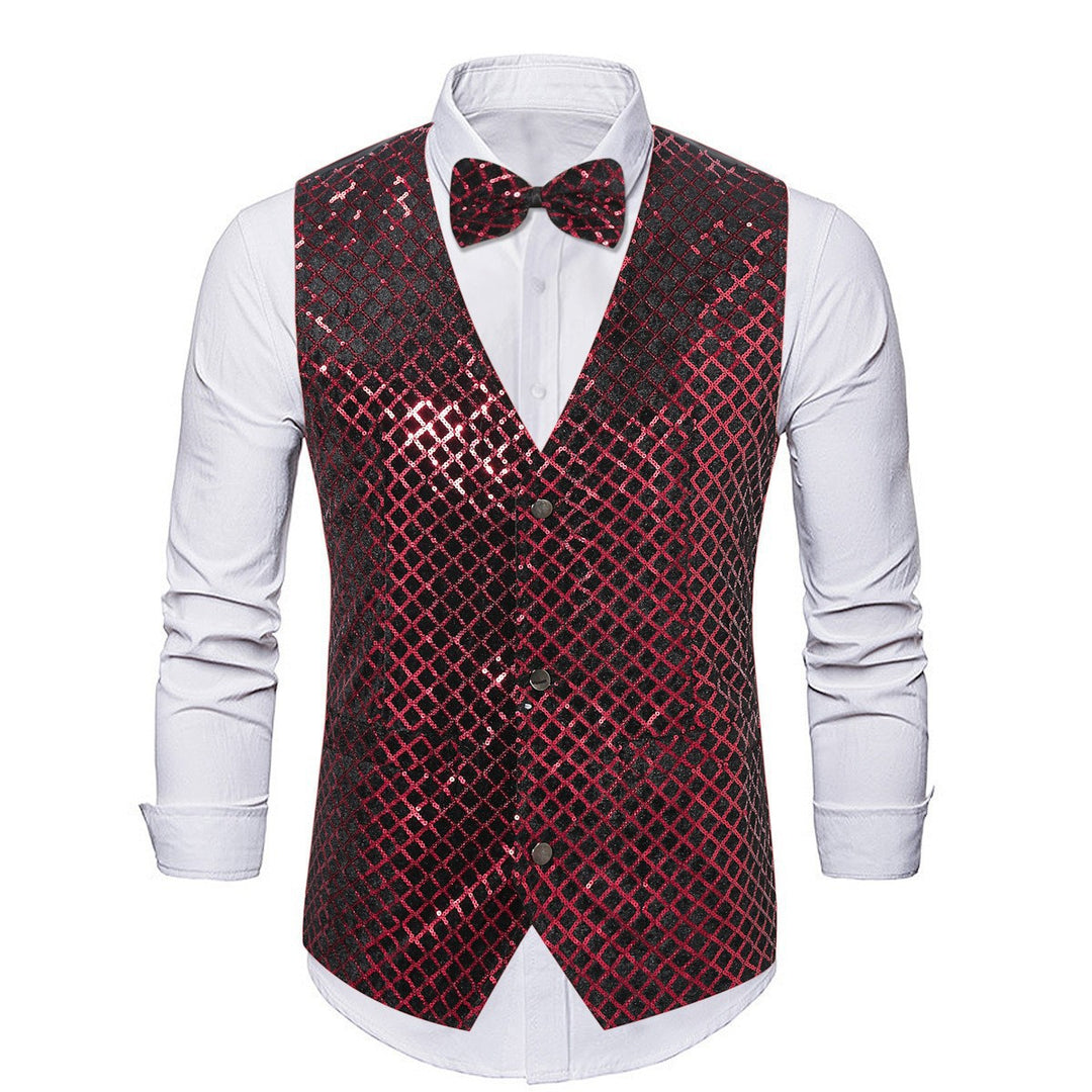 Men's elegant sequined blazer with matching bow tie Lisslune