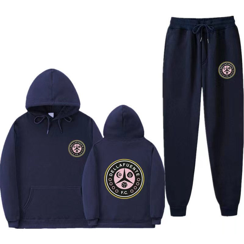 Women's comfortable leisure lounge suit with kangaroo pocket and modern logo Lisslune