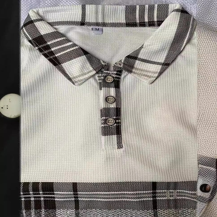 Men's long-sleeve shirt with modern check design and elegant details Lisslune