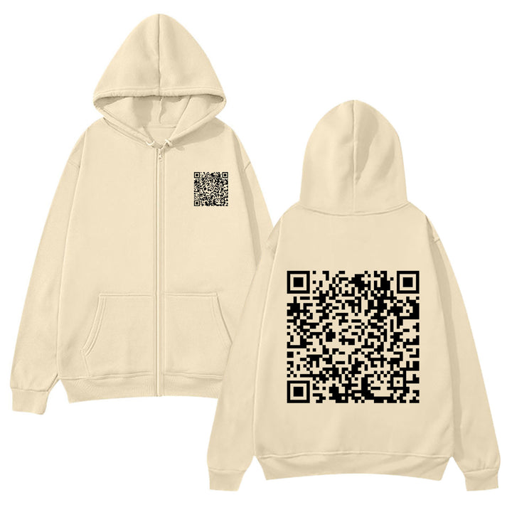 Women's hoodie jacket with QR code design and soft fleece Lisslune