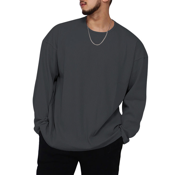 Men's casual oversized pullover made of textured cotton blend Lisslune