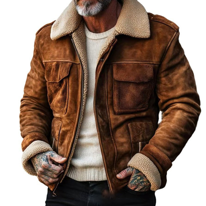 Men's stylish leather jacket with warm lining Lisslune