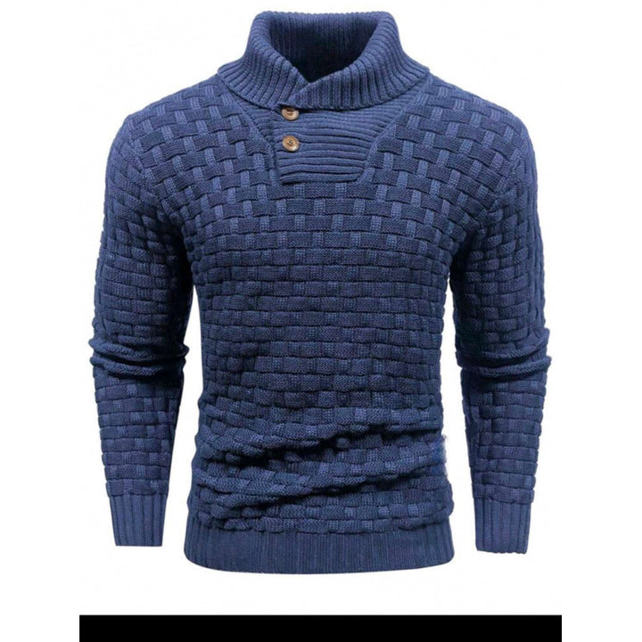 Men's knitted sweater with textured pattern and modern stand-up collar Lisslune