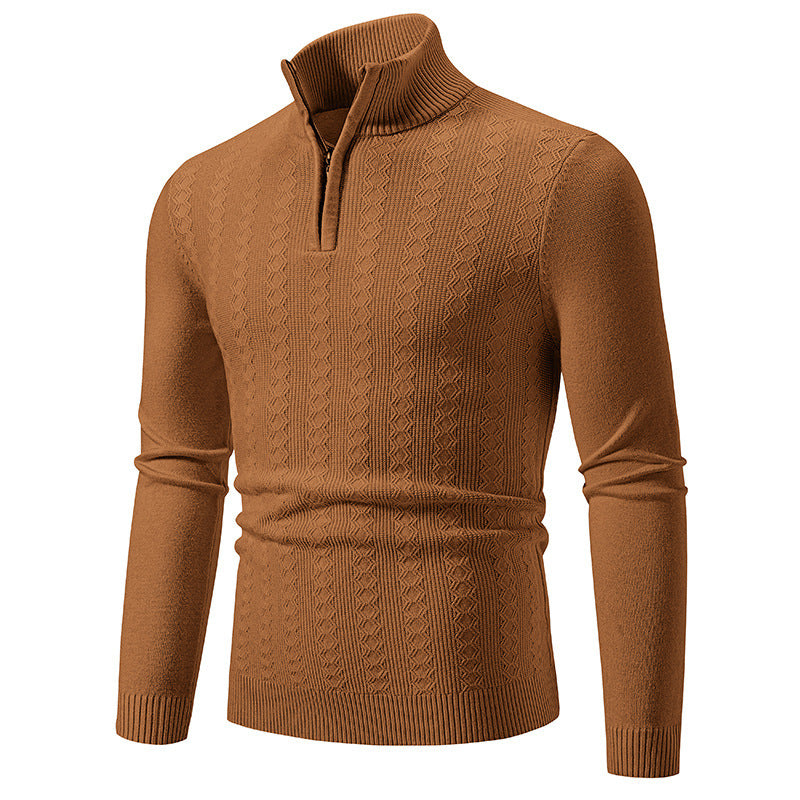 Men's Fashionable Turtleneck Sweater with Elegant Structural Pattern Lisslune