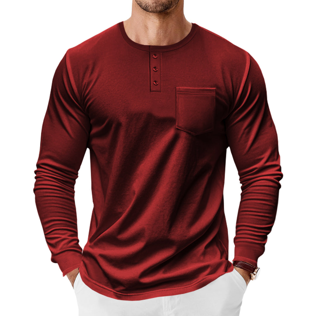 Men's long-sleeve shirt with elegant button placket and chest pocket Lisslune