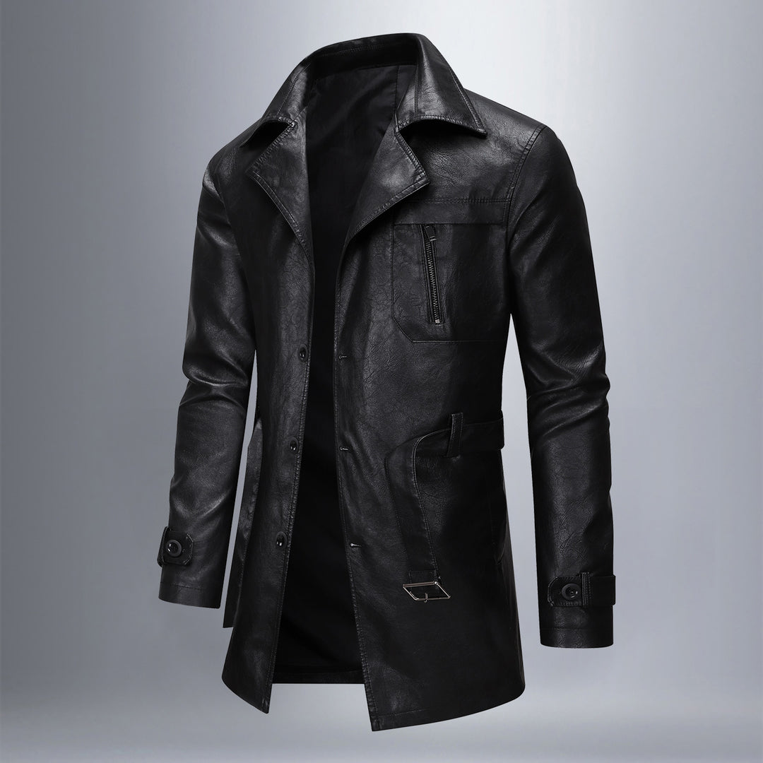 Men's Urban Synthetic Leather Jacket with Fashionable Cut Lisslune