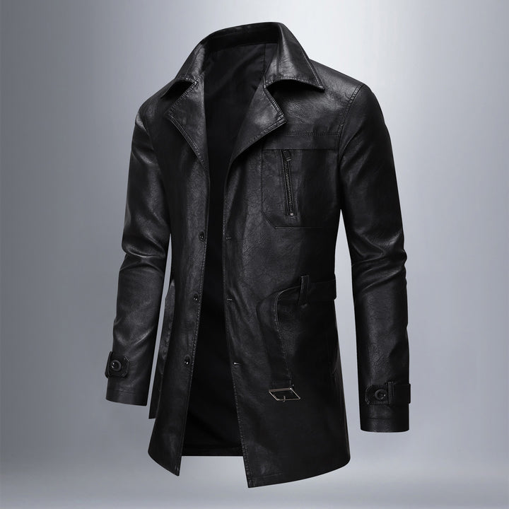 Men's Urban Synthetic Leather Jacket with Fashionable Cut Lisslune