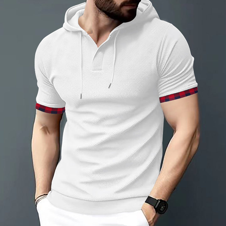 Men's Short Sleeve Shirt with Hood and Modern Accents Lisslune