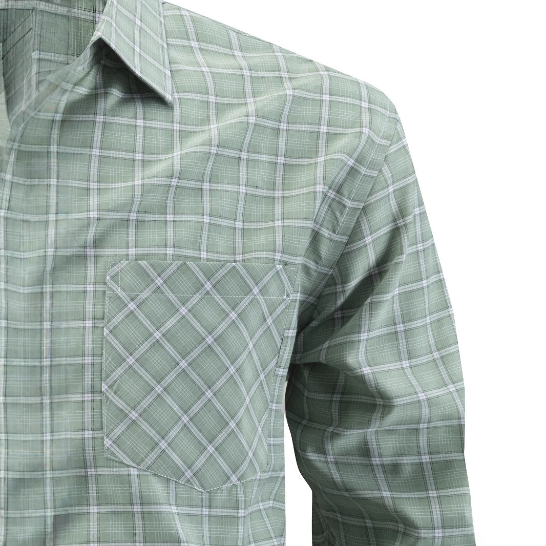 Men's modern checked long sleeve shirt with chest pocket Lisslune
