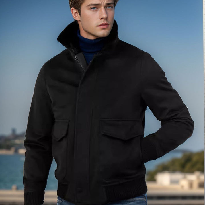 Men's stylish transitional jacket with soft collar and practical side pockets Lisslune