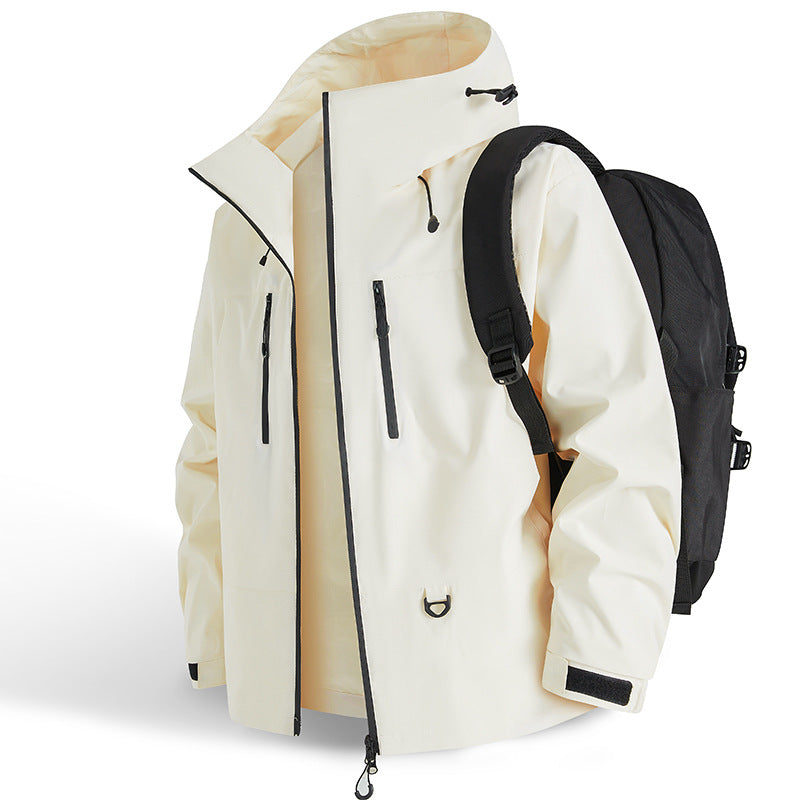 Men's Waterproof Outdoor Jacket with Adjustable Hood and Practical Zip Lisslune