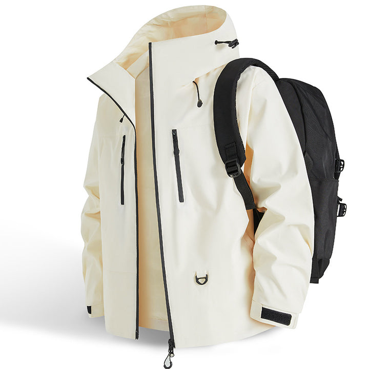 Men's Waterproof Outdoor Jacket with Adjustable Hood and Practical Zip Lisslune