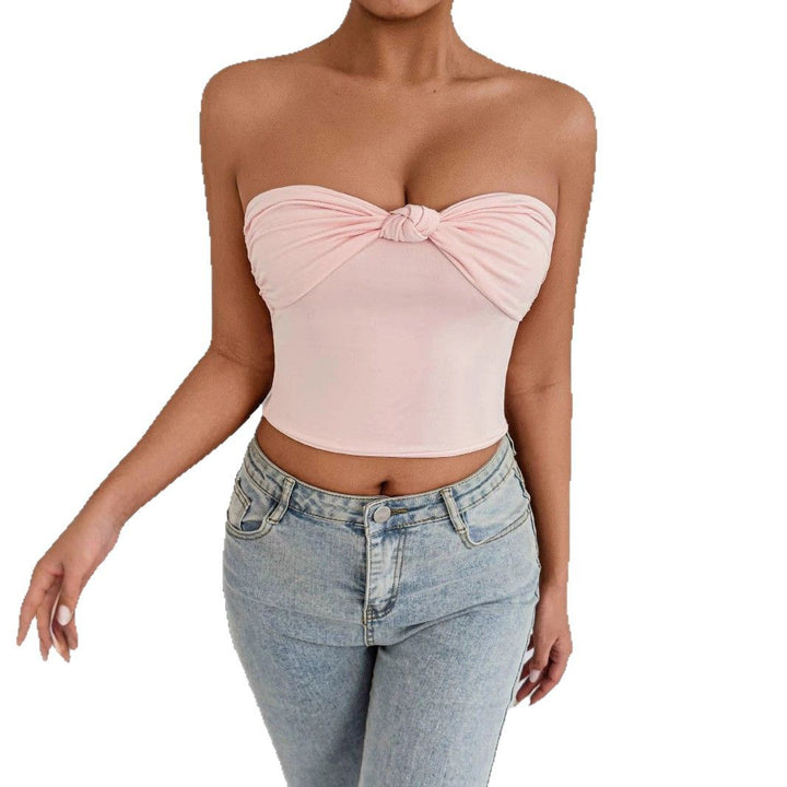Damen Bandeau Crop-Top mit Knoten-Design Lisslune