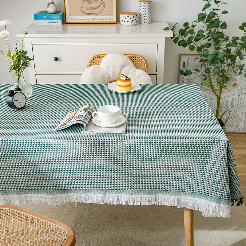 Lisslune | Waffle Modern Tablecloth, Knitted Fabric Lace Coffee Cloth, Round Tablecloth, Rectangular Tablecloth