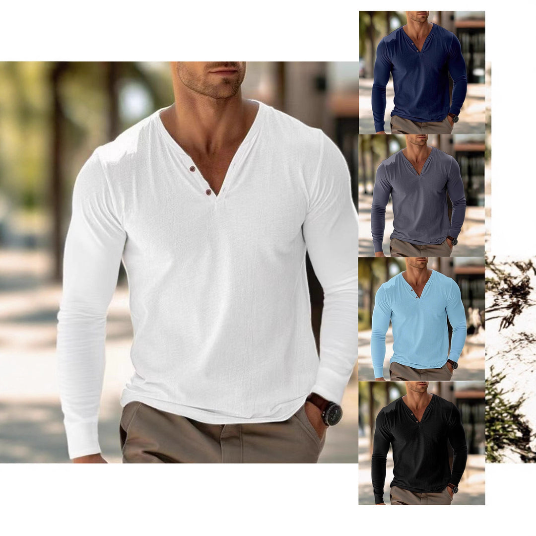 Men's Long Sleeve Shirt with Modern Stand-Up Collar and Elegant Buttons Lisslune