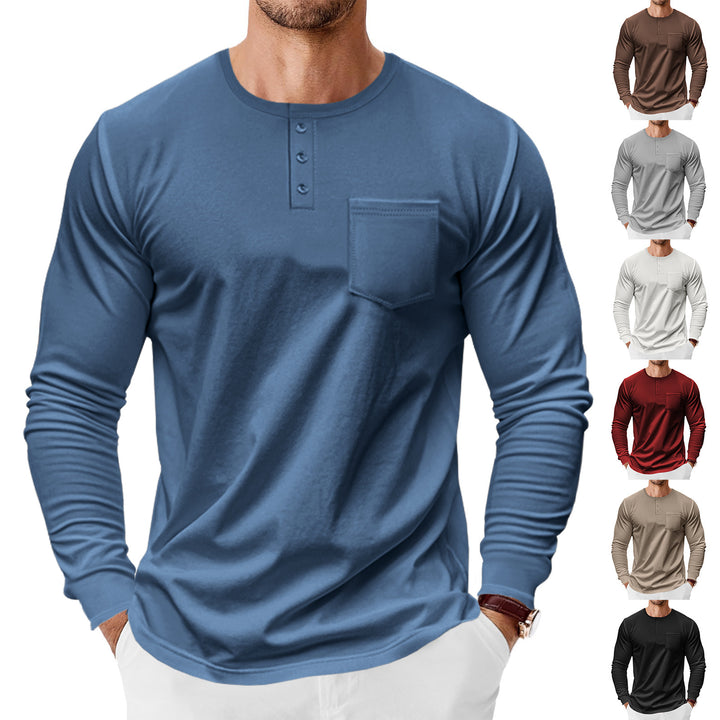 Men's Long Sleeve Shirts with Button Placket and Chest Pocket Lisslune