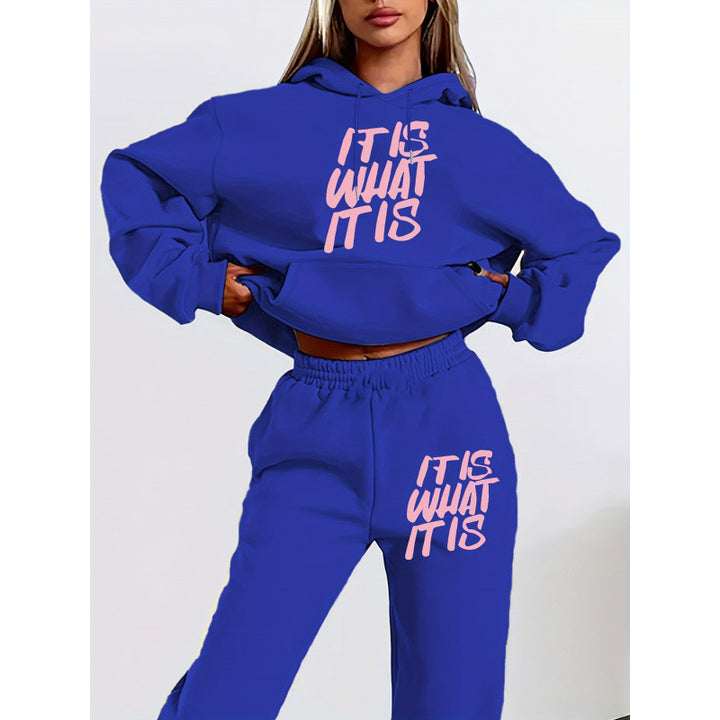 Women's leisure hoodie and jogger set with inspiring lettering Lisslune
