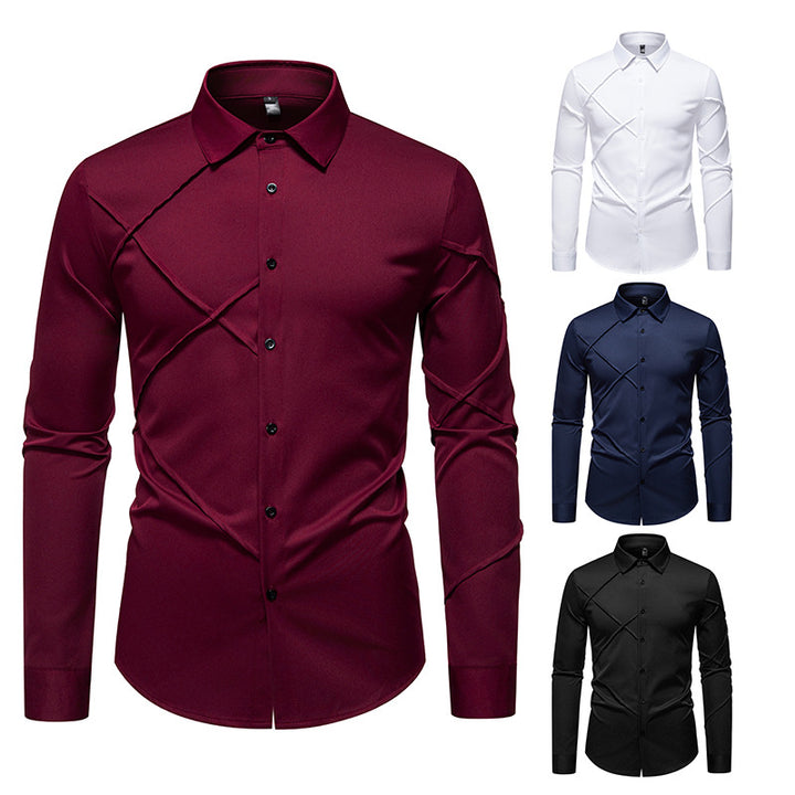 Men's Elegant Shirt with Innovative Cut and Stylish Accents Lisslune