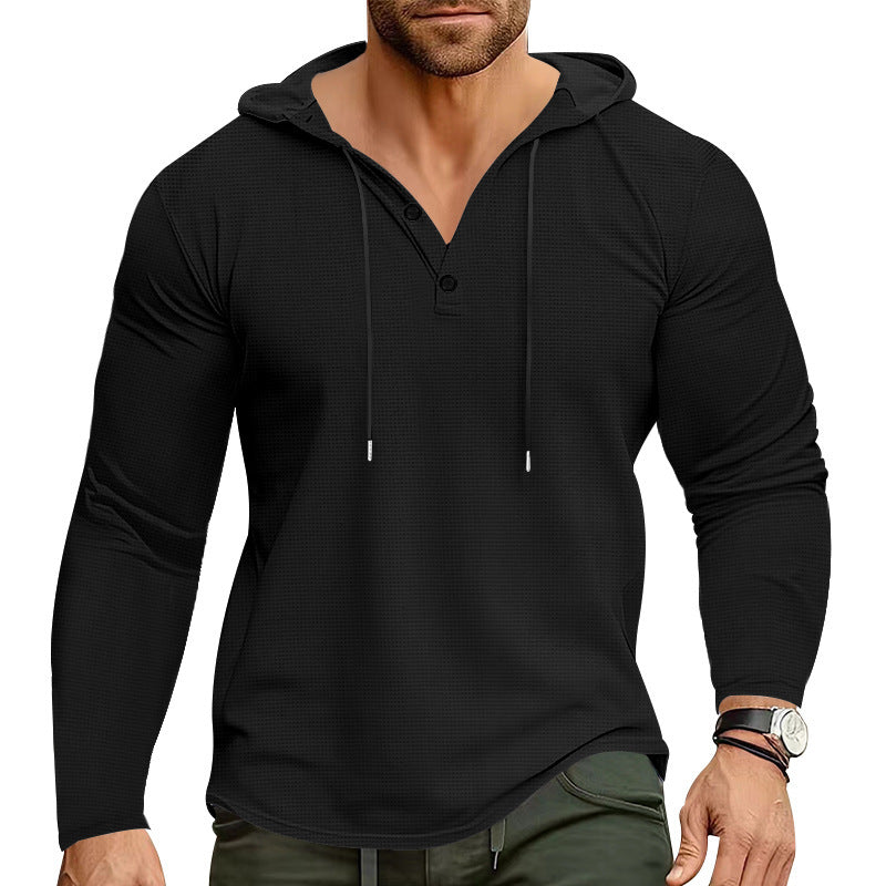 Men's stylish hoodie shirt with textured design and fashionable button details Lisslune