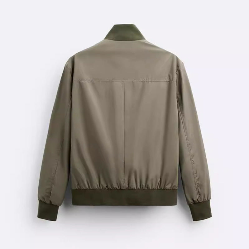 Men's Casual Bomber Jacket with High Collar and Practical Pockets Lisslune