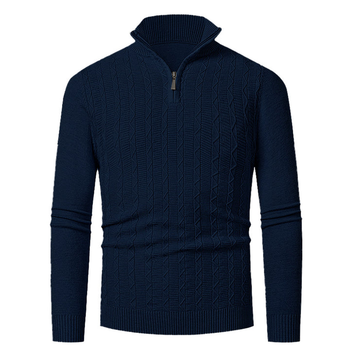 Men's knit sweater with high collar and fine cable design Lisslune