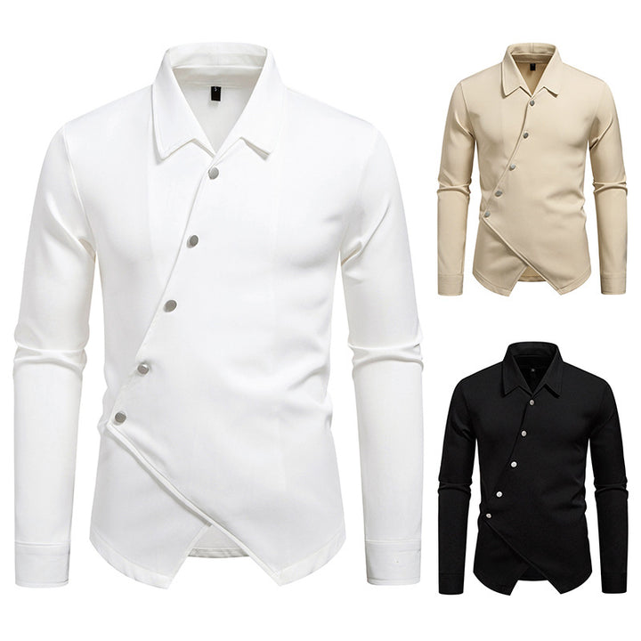 Men's Exclusive Shirt Blouse with Asymmetric Cut and Elegant Button Details Lisslune