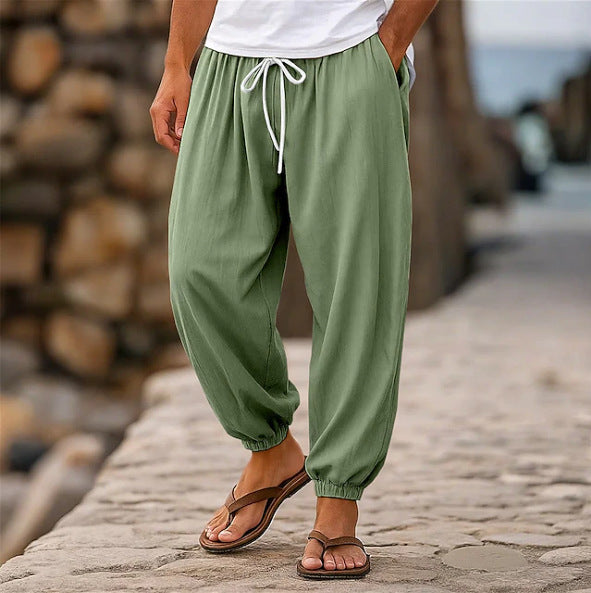 Men's airy leisure pants with elastic waistband and side pockets Lisslune