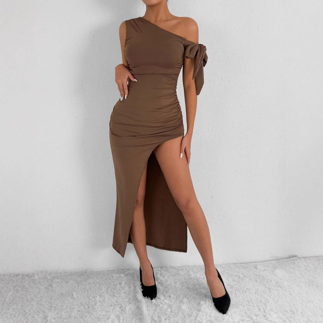 Damen Elegantes Wickelkleid mit asymmetrischem Schnitt und schickem Rüschendetail Lisslune