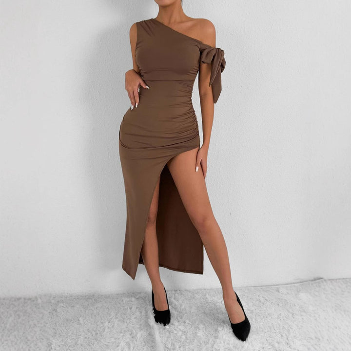 Damen Elegantes Wickelkleid mit asymmetrischem Schnitt und schickem Rüschendetail Lisslune