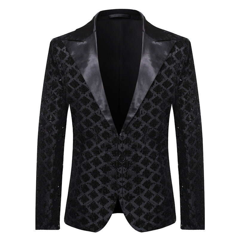 Men's elegant sequin blazer jacket with classic lapel Lisslune